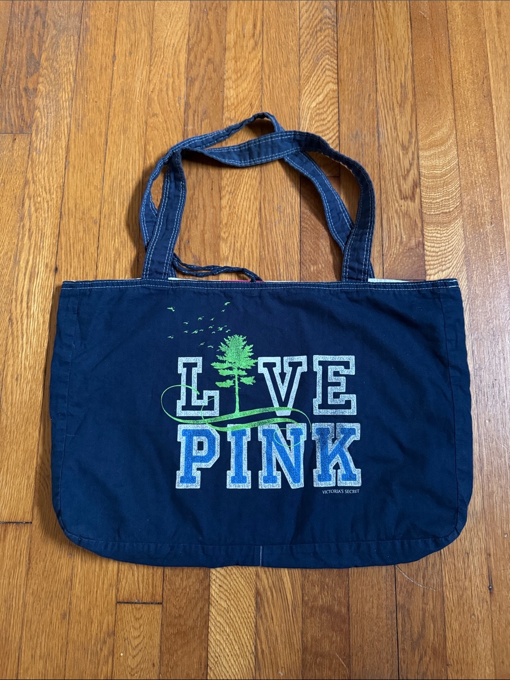 Vintage Victoria's Secret PINK Navy Canvas Tote Bag